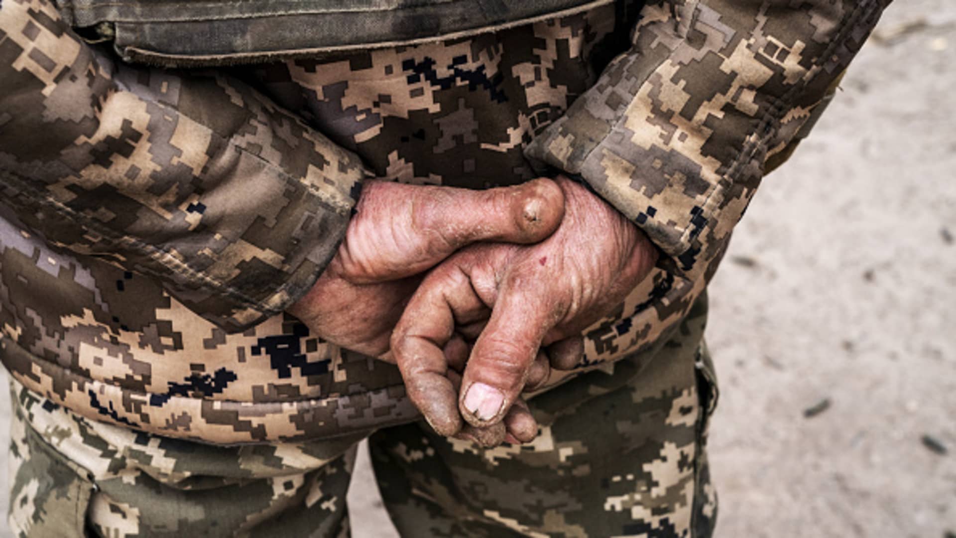 DONETSK OBLAST, UKRAINE - MARCH 06: Hands of a Ukrainian serviceman is seen during a military training drill at an undisclosed location as the war between Russia and Ukraine has been going on for the last 2 years, in Donetsk Oblast, Ukraine on March 06, 2024. (Photo by Jose Colon/Anadolu via Getty Images)