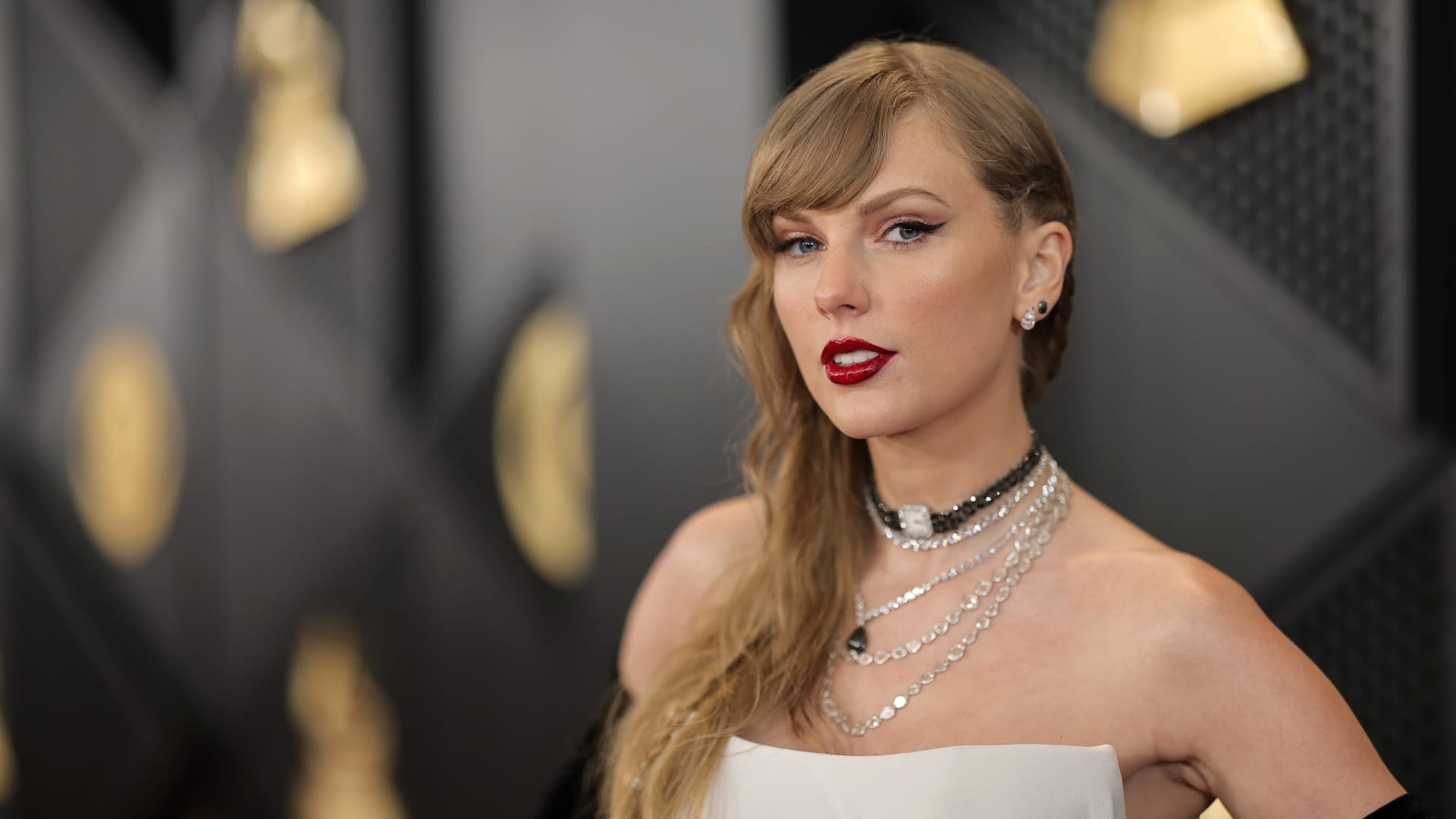Taylor Swift attends the 66th GRAMMY Awards at Crypto.com Arena on February 04, 2024 in Los Angeles, California. 