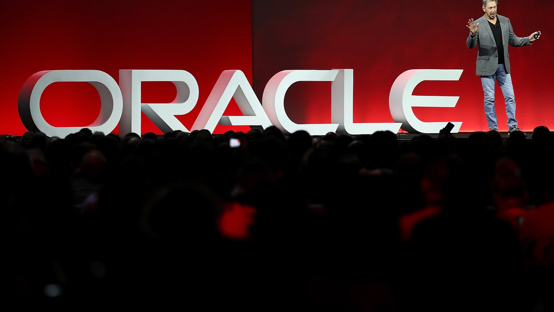 Oracle co-founder and Chairman Larry Ellison delivers a keynote address during the Oracle OpenWorld on October 22, 2018 in San Francisco, California. 