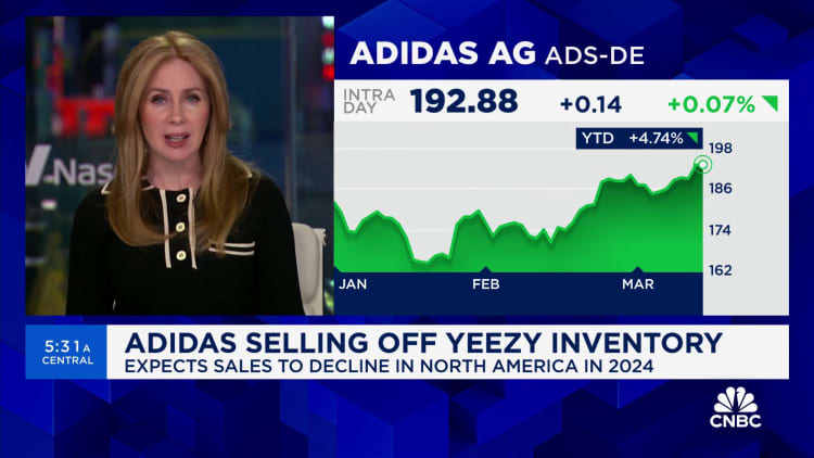 Adidas warns of falling sales in North America as it continues to sell off Yeezy inventory