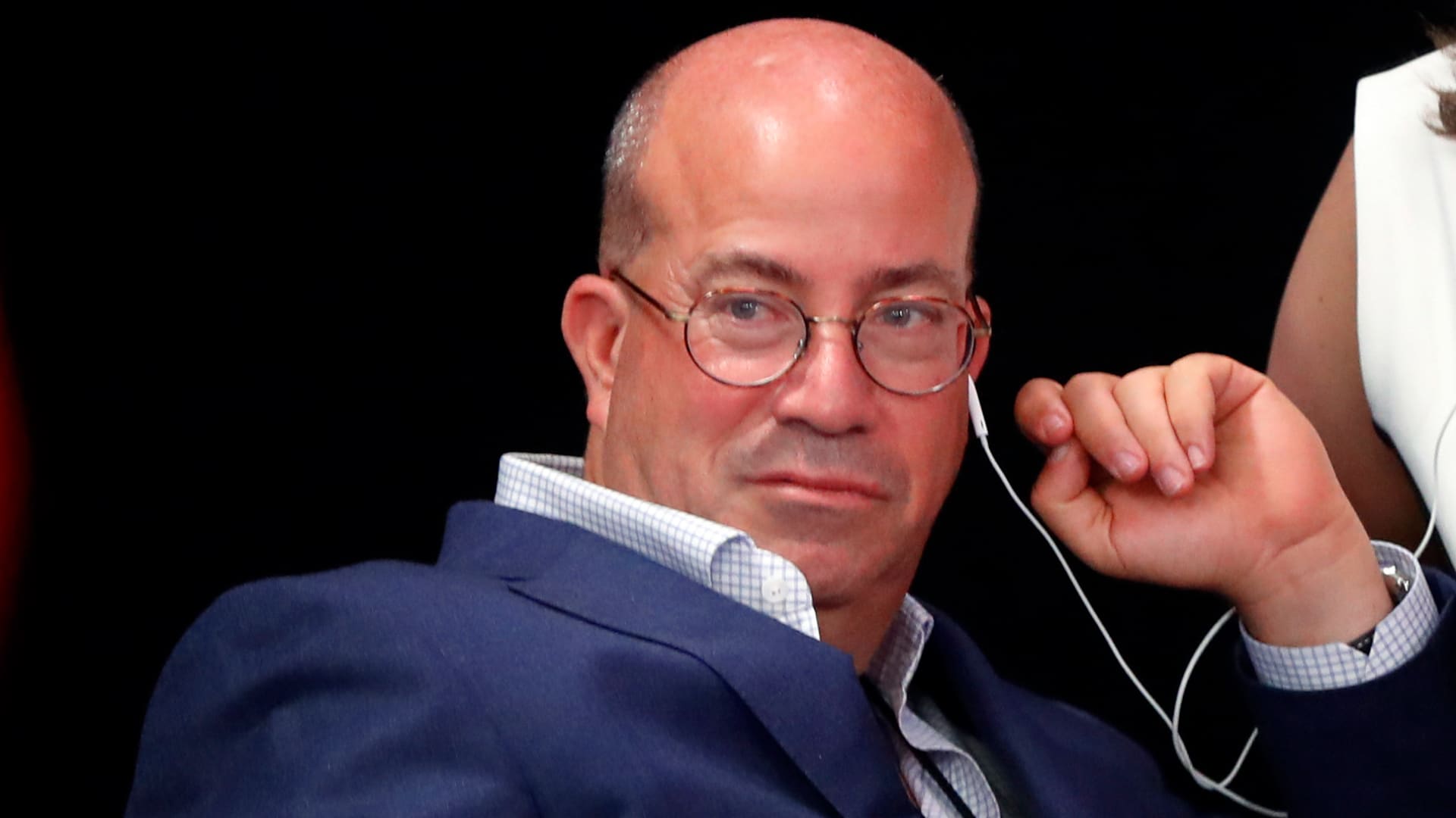 FILE - Jeff Zucker, then Chairman, WarnerMedia News and Sports and President, CNN Worldwide listens in the spin room after the first of two Democratic presidential primary debates hosted by CNN on July 30, 2019, in the Fox Theatre in Detroit.