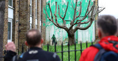 New Banksy mural depicting tree foliage appears in north London