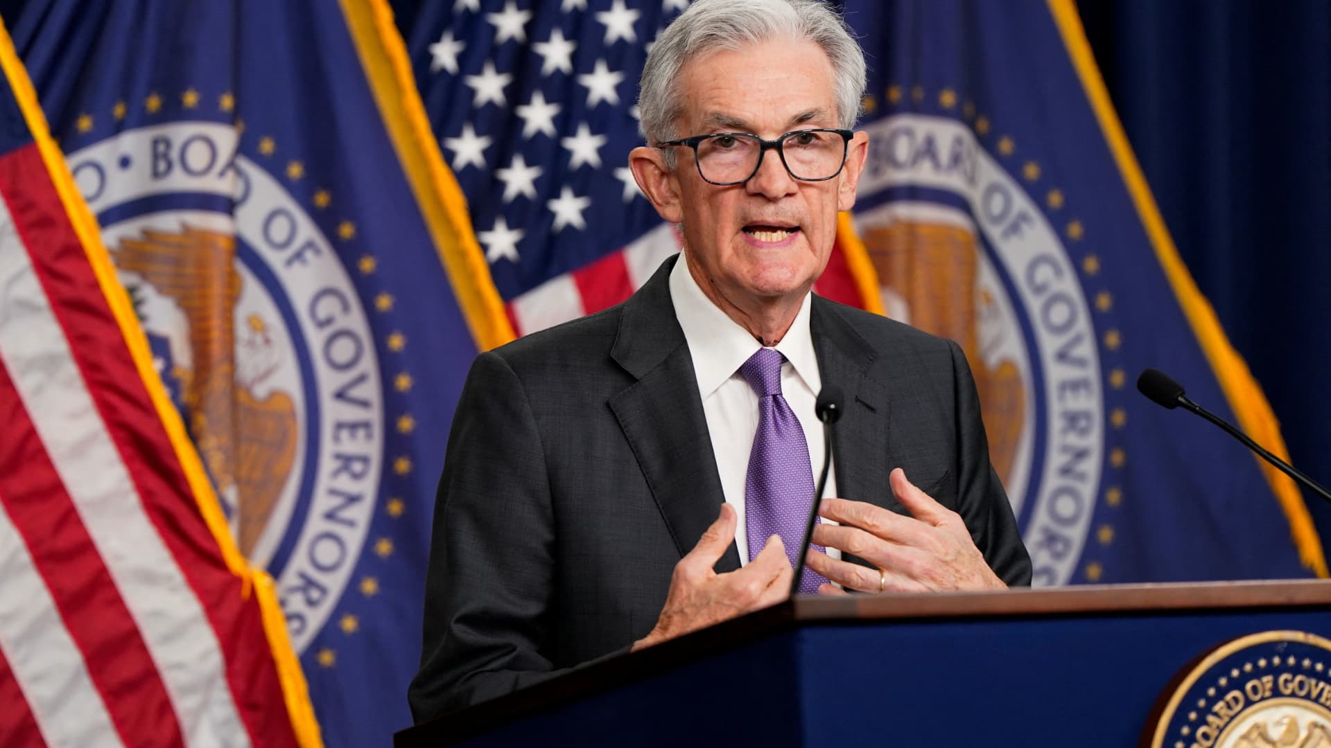U.S. Federal Reserve Chair Jerome Powell holds a press conference following a two-day meeting of the Federal Open Market Committee on interest rate policy in Washington, U.S., March 20, 2024.