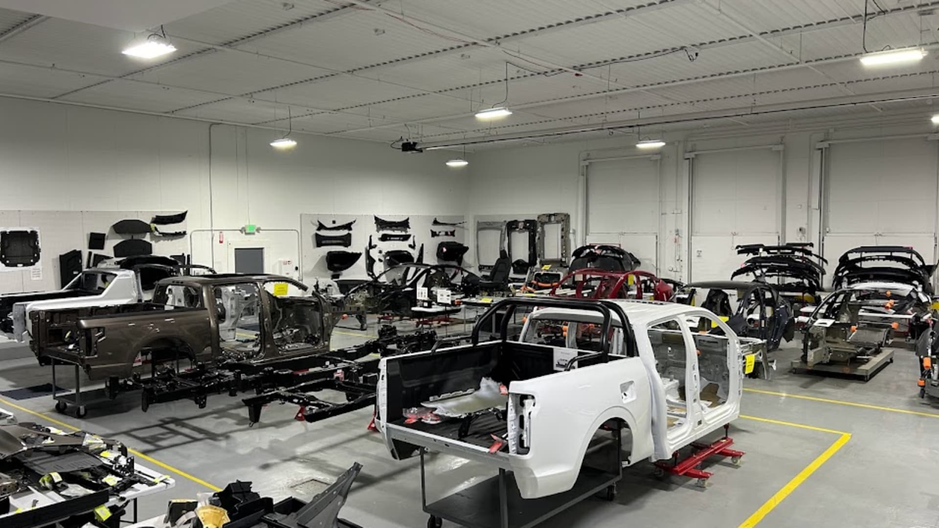 Inside Caresoft's EV area for benchmarking and teardown at its facility in Livonia, Michigan.