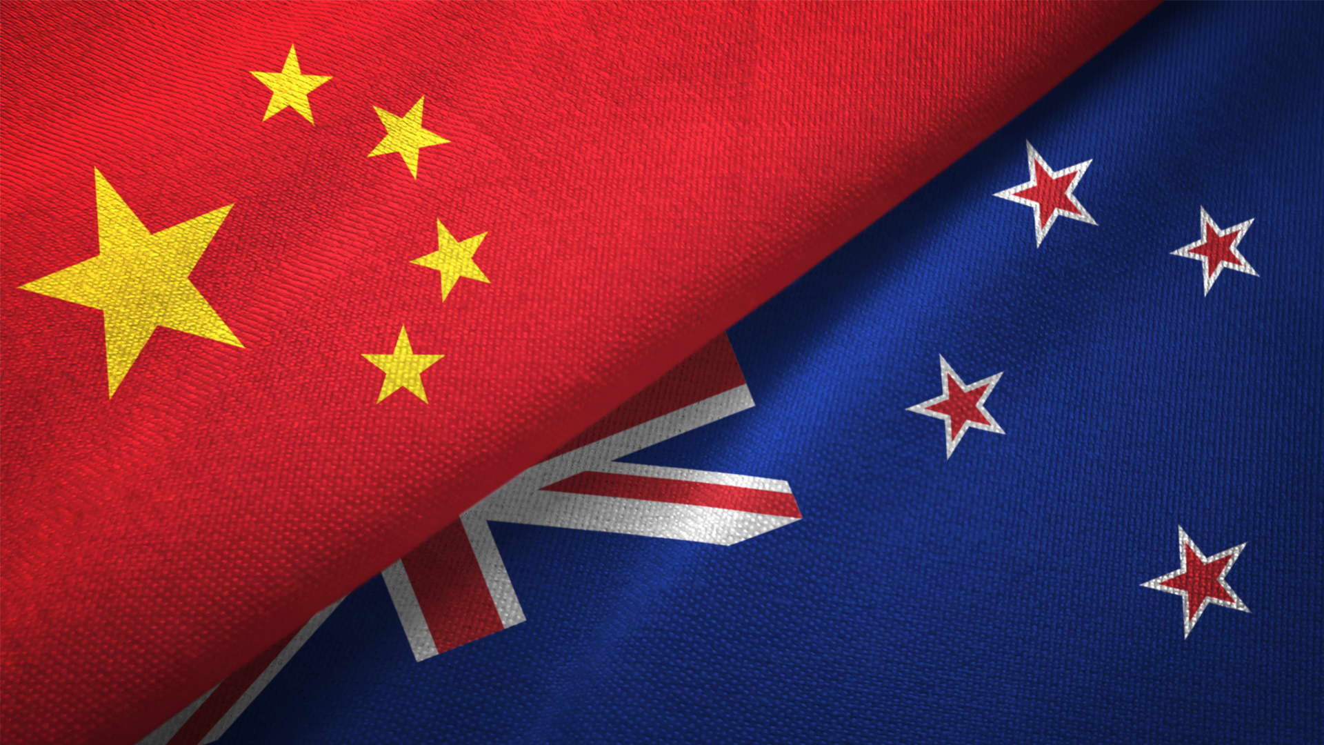 New Zealand and China flag together 