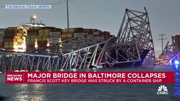 Major bridge in Baltimore collapses after being struck by ship