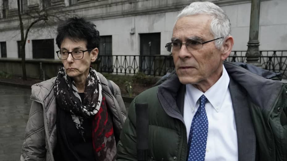 FTX's former CEO and founder Sam Bankman-Fried's mother, Barbara Fried (L), and his father, Joseph Bankman, arrive at Manhattan Federal Court for his sentencing at Manhattan Federal Court in New York City on March 28, 2024. (Photo by TIMOTHY A. CLARY / AFP) (Photo by TIMOTHY A. CLARY/AFP via Getty Images)