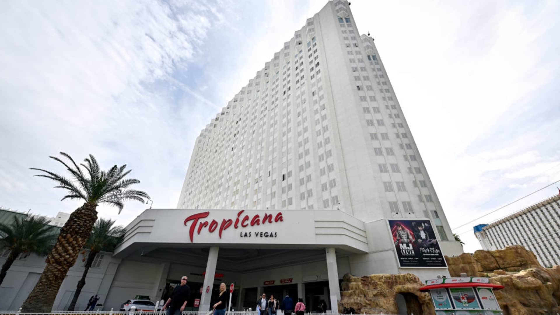 An exterior view shows the Tropicana Las Vegas on March 29, 2024, in Las Vegas, Nevada. 