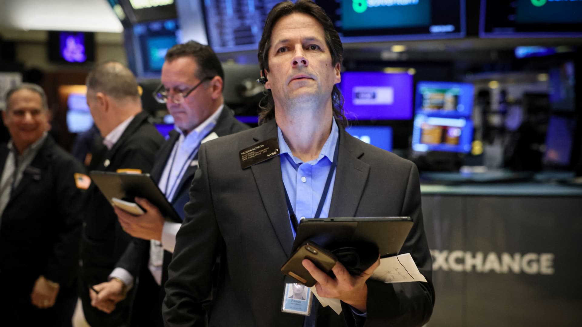 Traders work on the floor of the New York Stock Exchange on April 1, 2024.