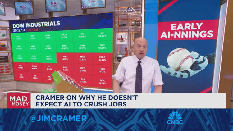 Jim Cramer explains why he thinks AI won't crush jobs