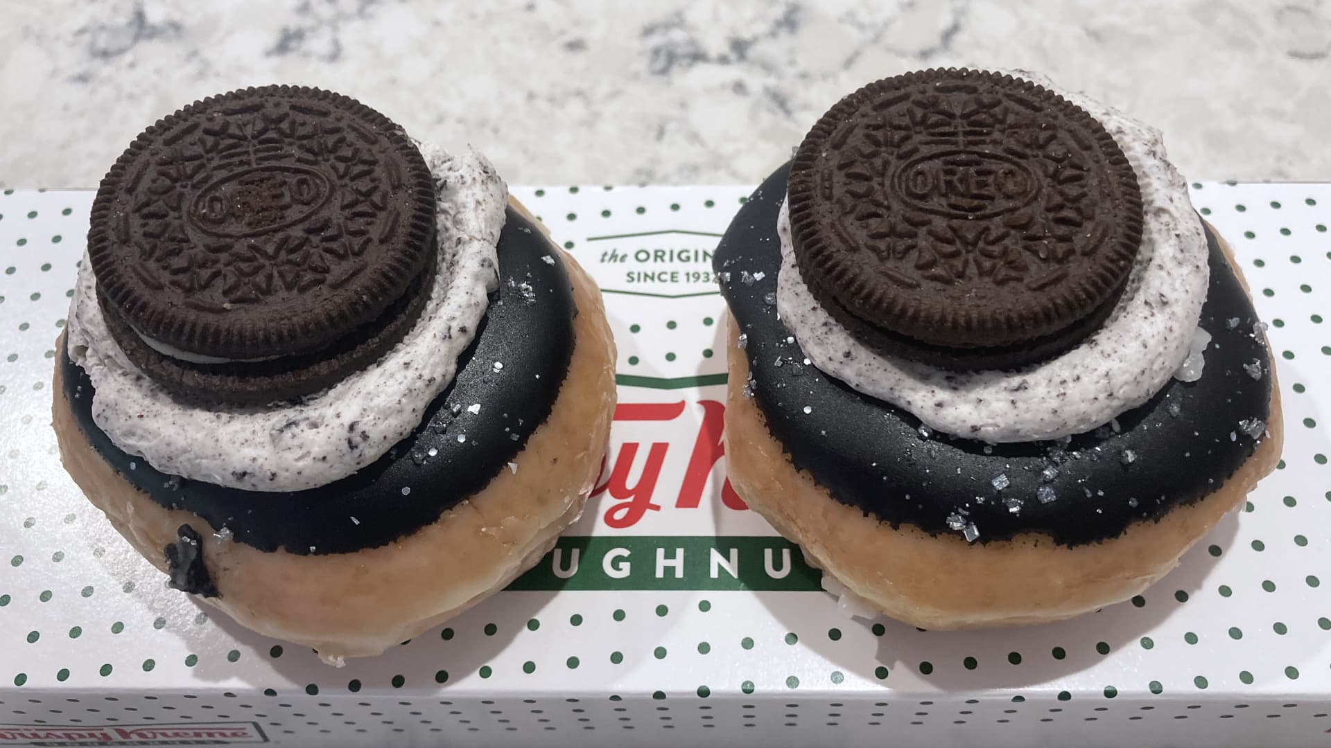 Special OREO donuts from Krispy Kreme are shown in a picture illustration in Orlando. The celestial-themed donuts went on sale today to celebrate the total solar eclipse on April 8, 2024. 