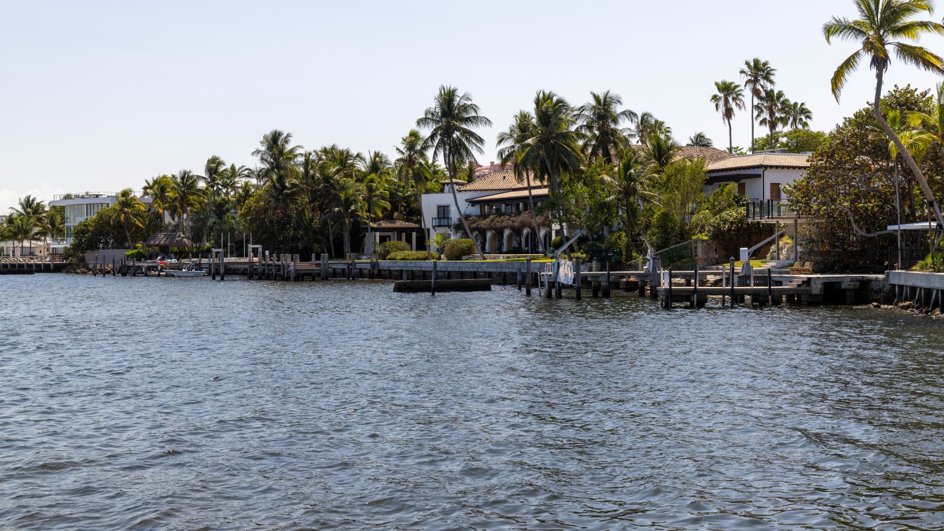 Mansions along Biscayne Bay. As the area has been developed, the number of mangroves has significantly declined.