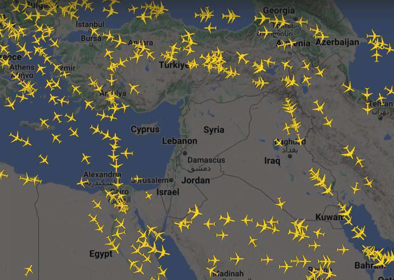 Airspace closures across the Middle East have diverted flights as Iran launches a drone attack on Israel