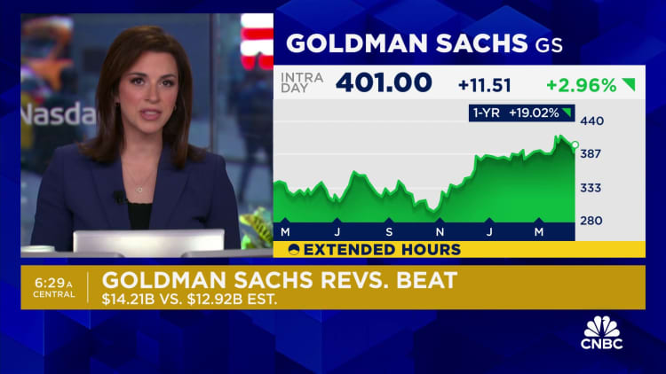Goldman Sachs tops first-quarter estimates