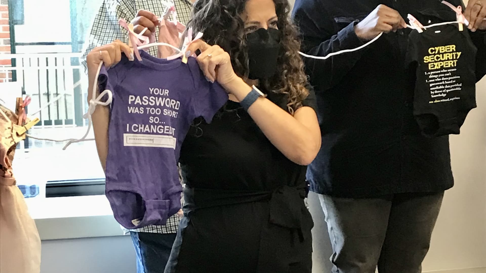 Nada Noaman at a baby shower her co-workers threw for her right before she went on maternity leave in December 2022.