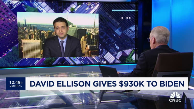 Biden fund receives major donation from son of Republican megadonor Larry Ellison
