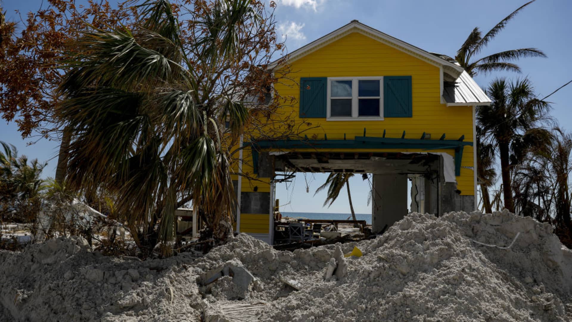 A destroyed house following Hurricane Ian in Fort Myers Beach, Florida, US, on Tuesday, Oct. 4, 2022. 