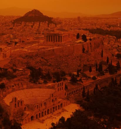 Photos show Sahara dust turn Athens orange