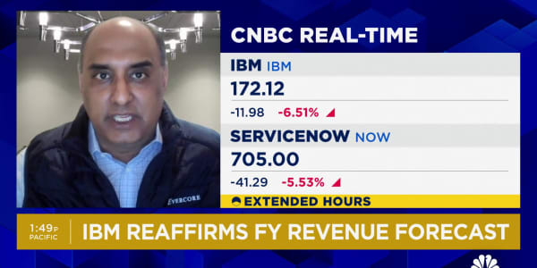 IBM shares falling after quarterly revenue comes in lighter-than-expected