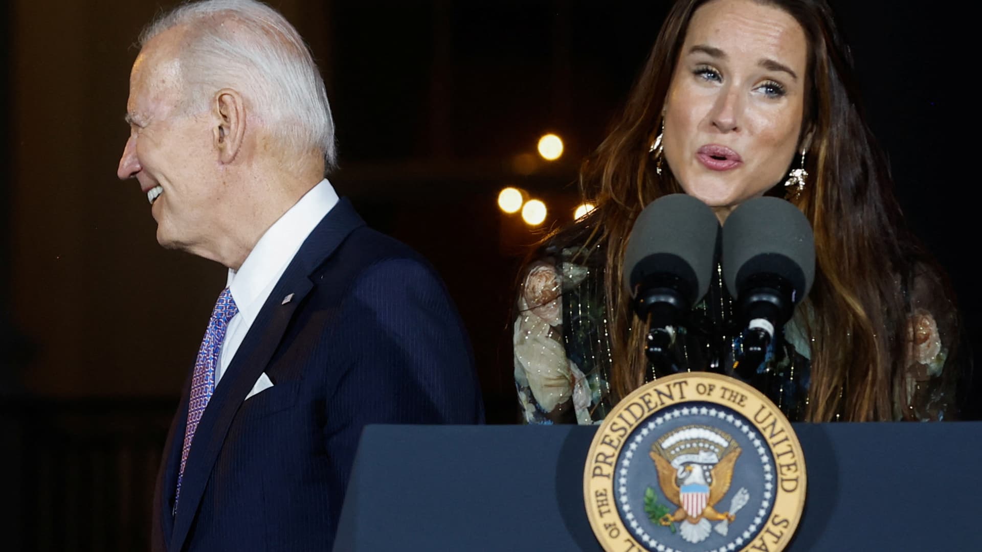 U.S. President Joe Biden and his daughter Ashley Biden attend a Juneteenth concert at the White House in Washington, U.S. June 13, 2023. 