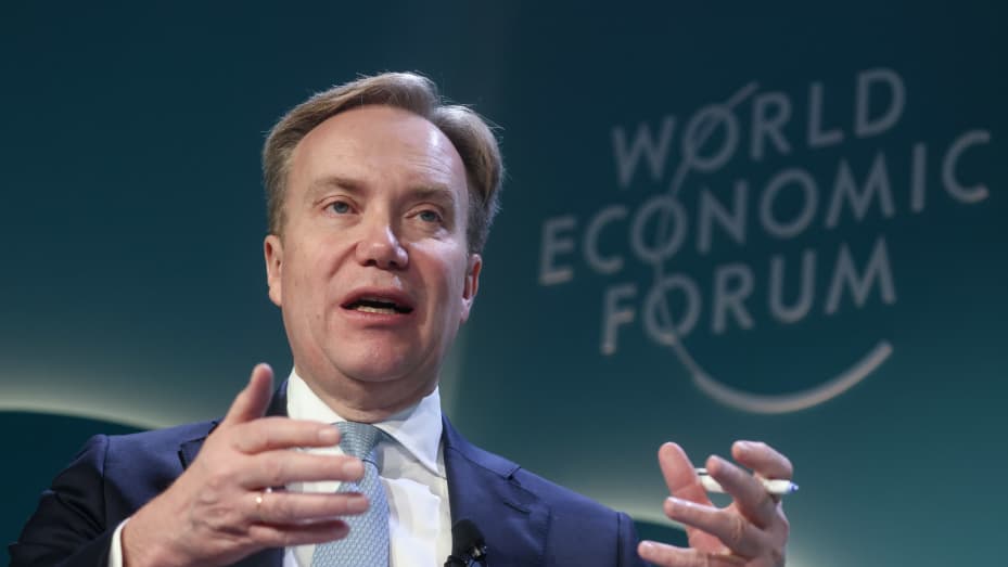 Borge Brende, president of the World Economic Forum (WEF), during a panel session on day two of the World Economic Forum (WEF) in Davos, Switzerland, on Wednesday, Jan. 17, 2024. The annual Davos gathering of political leaders, top executives and celebrities runs from January 15 to 19. Photographer: Hollie Adams/Bloomberg via Getty Images