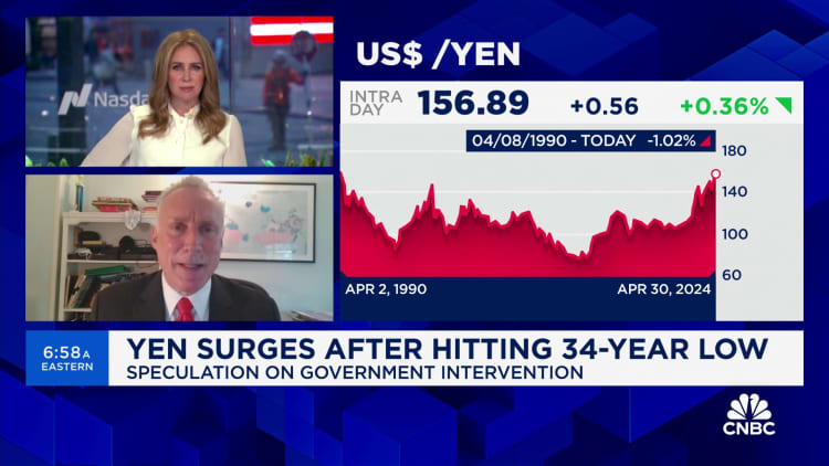 Japanese yen surges after hitting 34-year low