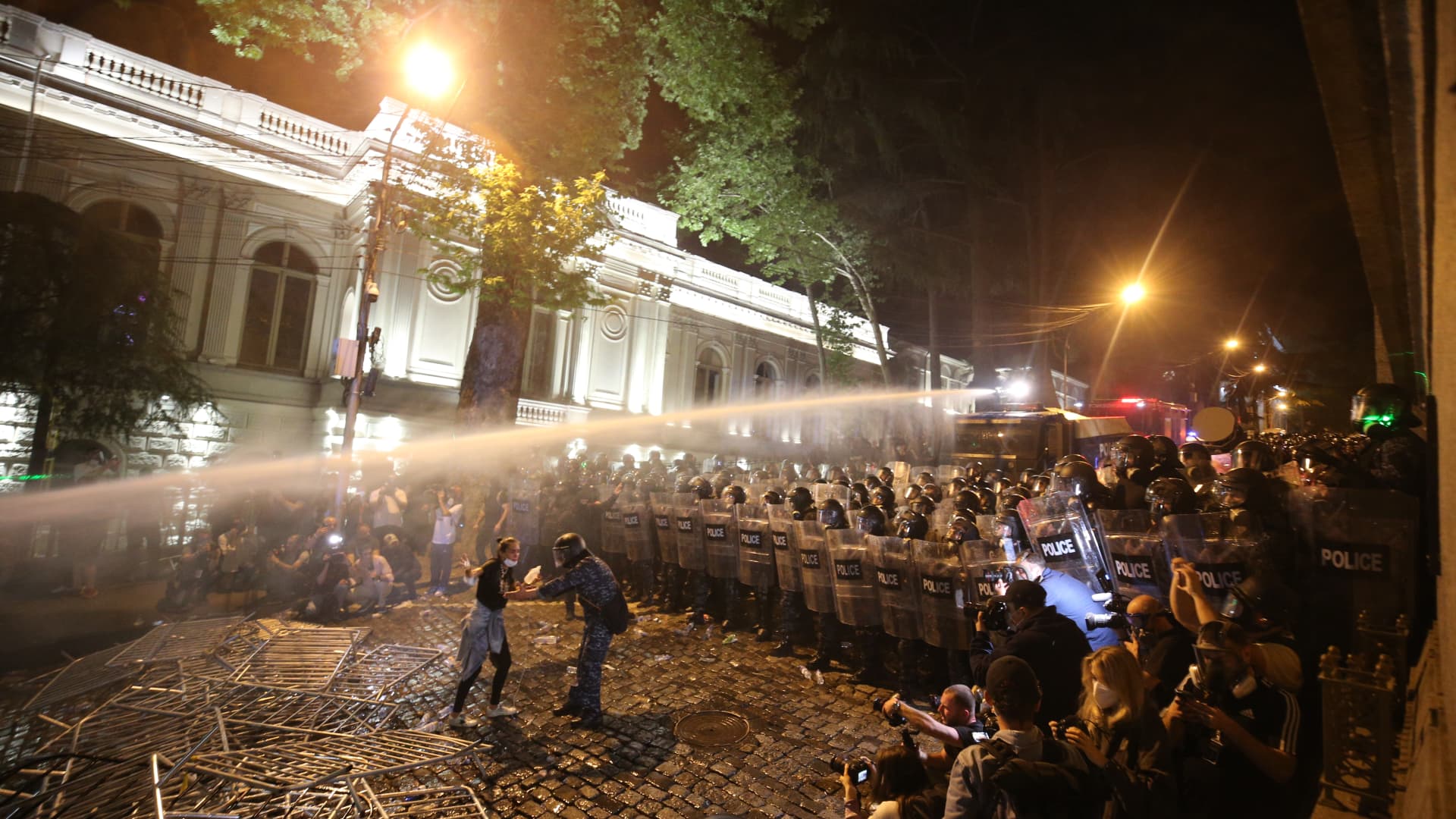 Police use tear gas, water cannons and stun grenades on ‘foreign agent’ bill protesters in Georgia’s capital