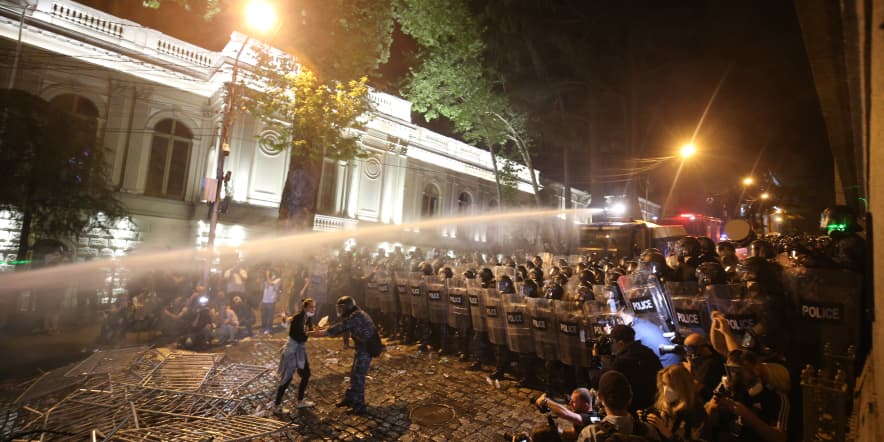 Police use tear gas and water cannons on 'foreign agent' bill protesters in Georgia's capital 