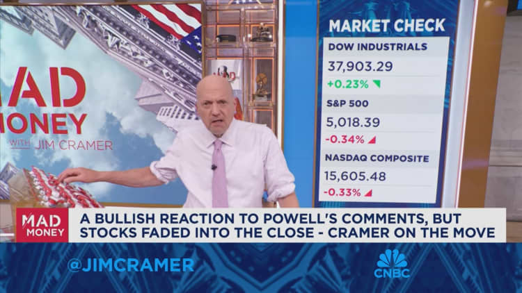 Powell is betting inflation will head lower again, says Jim Cramer