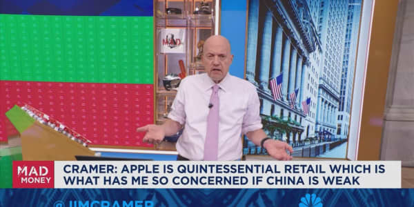 Apple is quintessential retail, which concerns me if China is weak, says Jim Cramer