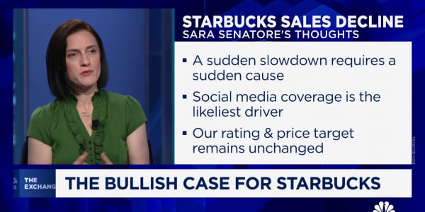 Starbucks has 'a branding issue' due to social media, says BofA's Sara Senatore