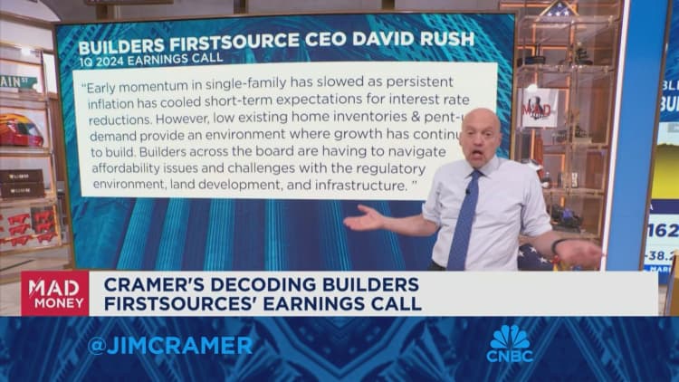 Jim Cramer discusses how rate hikes impacted Builders FirstSource Q1 numbers