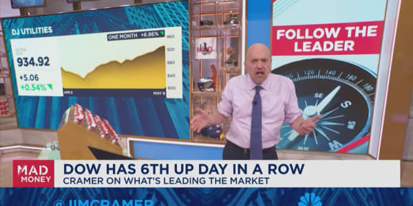 The Dow Jones Utilities index has been burning like a house on fire, says Jim Cramer