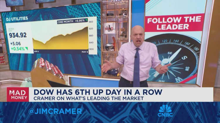 The Dow Jones Utilities index has been burning like a house on fire, says Jim Cramer
