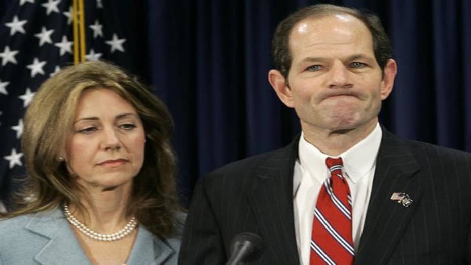 New York Governor Eliot Spitzer was forced to resign after being identified in an affidavit as "Client-9" for the Emperors Club VIP, a high-end prostitution ring of which Spitzer allegedly paid thousands of dollars to have sex with a prostitute named "Kristen" aka Ashley Dupre. He did not face criminal charges, however.