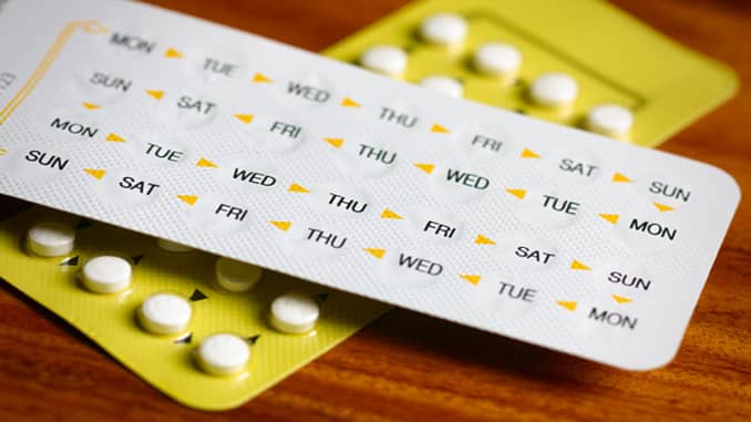 Birth control pills are synthetic hormones that mimic the way real estrogen and progestin works in a women's body. Envoid, the first oral contraceptive, was submitted first for regulatory approval in 1957 as a treatment for menstrual disorders and infertility, not as a contraceptive (although the drug had been developed as an oral contraceptive). It was not until 1960 that the same drug was submitted to FDA for approval specifically as an oral contraceptive. Birth control pills remain one of the