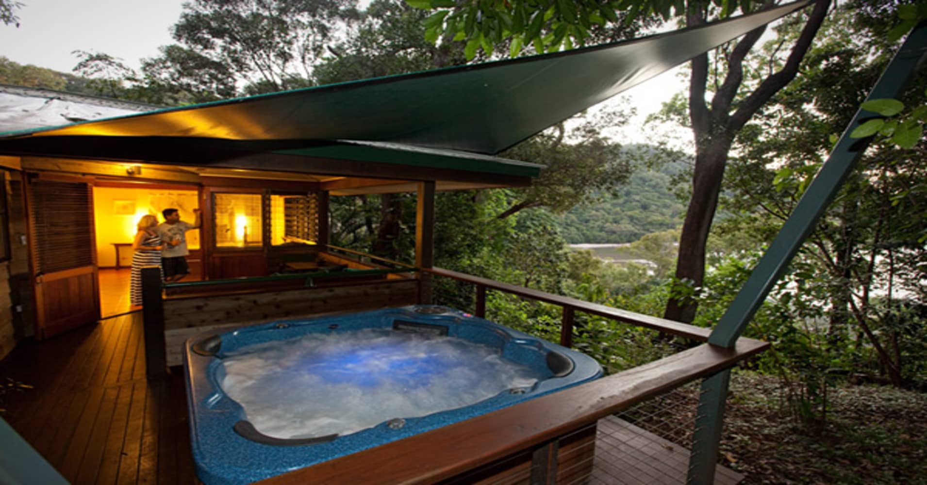 Cost: $1,210 to $3730 per guest, per night Sitting in the middle of the Daintree Rainforest, Australia’s largest stretch of tropical jungle, is too far removed to receive a cell signal. Novermind: you’ll be too wrapped up in the views of Weary Bay from your private terrace to get lonely.  You’ll have to charter a plane for the 30-minute flight from Cairns, but after that hotel staff will chauffeur you through the Outback and ferry you across Weary Bay in an aluminum boat. (Don’t attempt the over